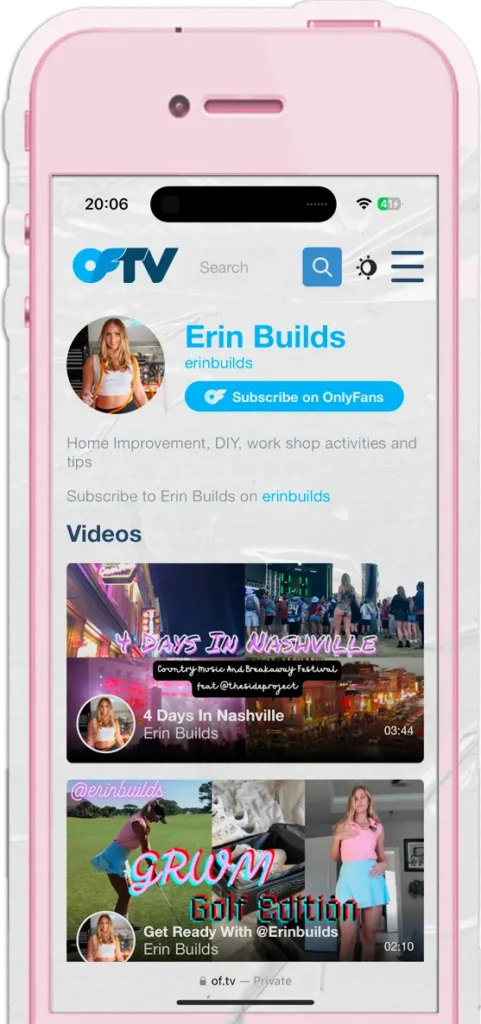 Erin builds page screenshot as an example of a successful creator