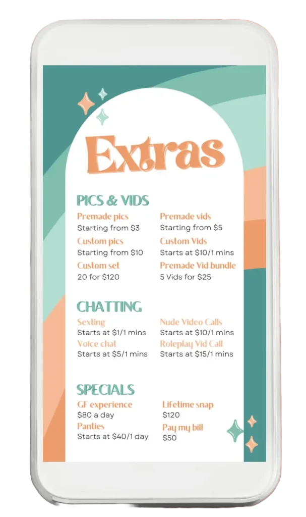 example of an OnlyFans menu with more conservative collors and fonts