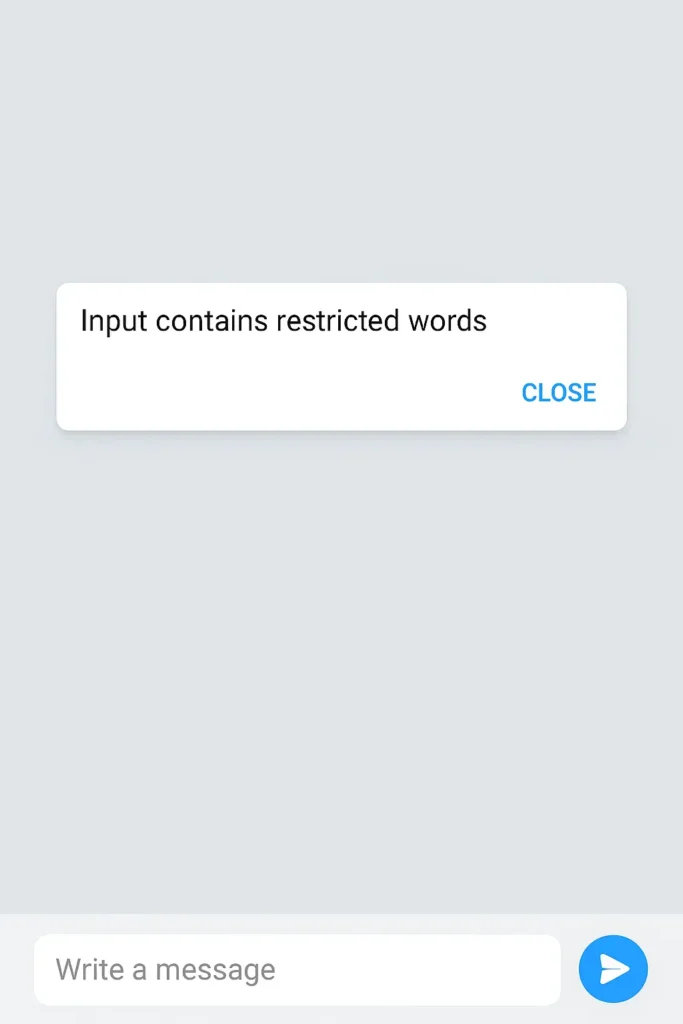 OnlyFans restricted word warning message screenshot