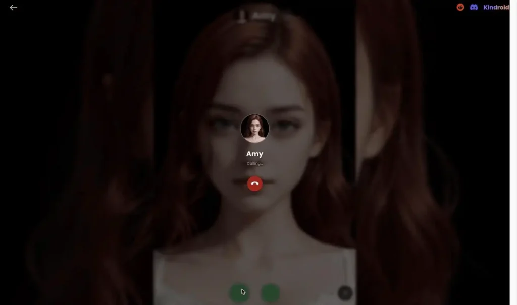 Kindroid example real-time voice call screenshot