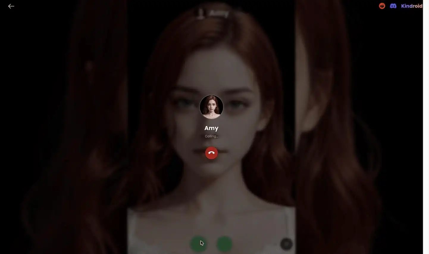 Kindroid real-time voice call screen