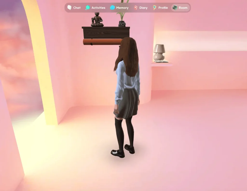 preview of how the character walks in the room