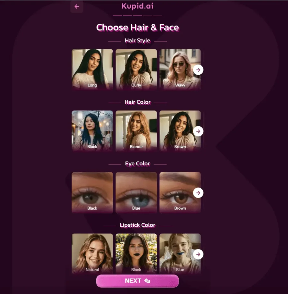 hair and face customization preview