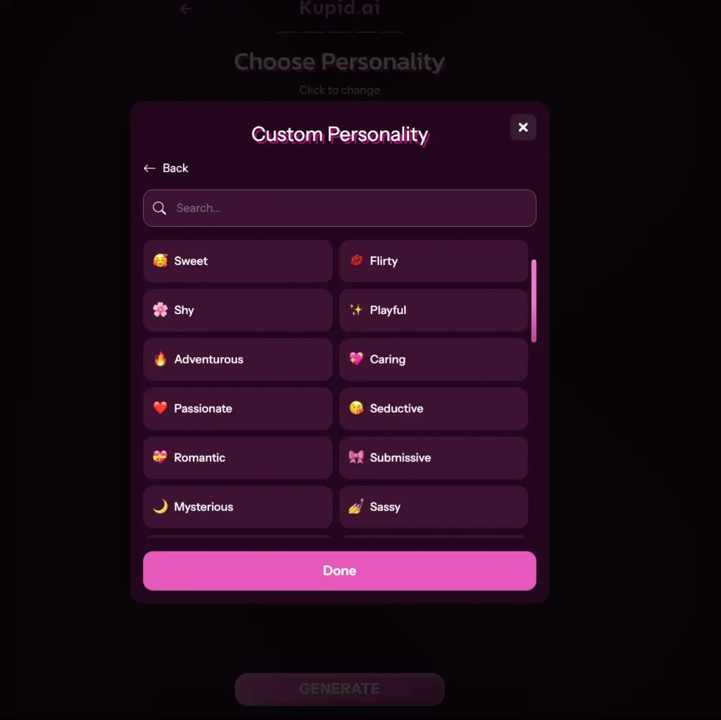 personality customization options preview