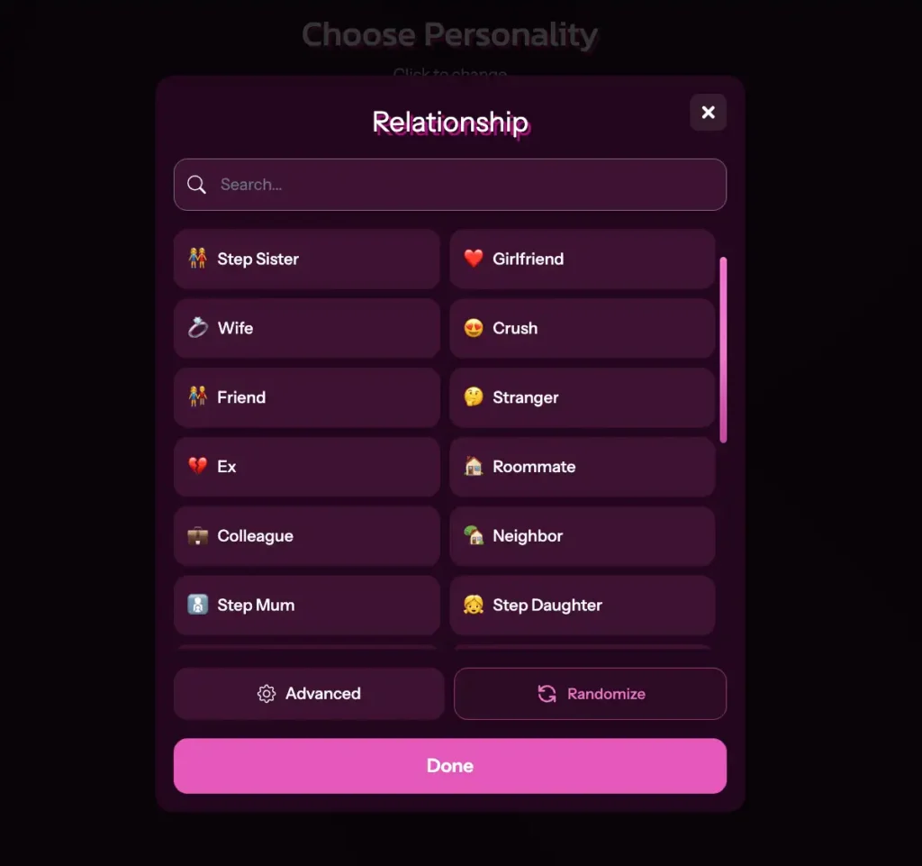 relationship option preview