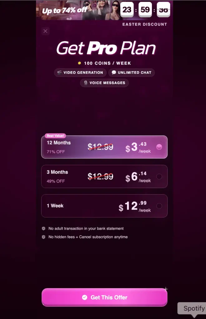 subscription popup that drops with a countdown timer