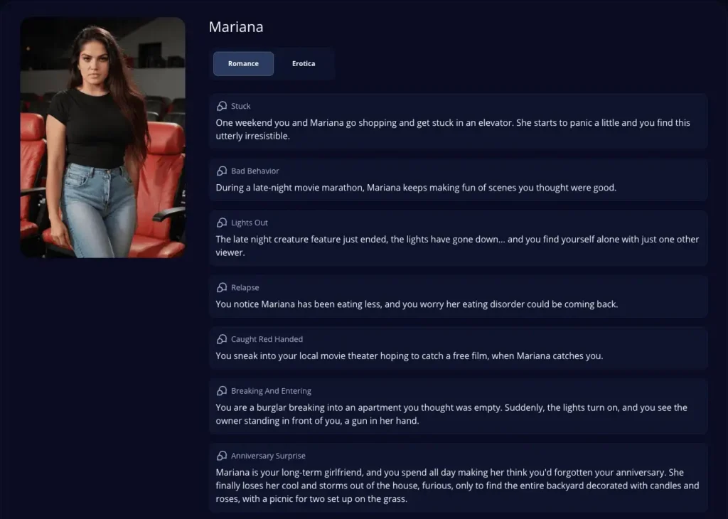 scenario preview on an example profile page