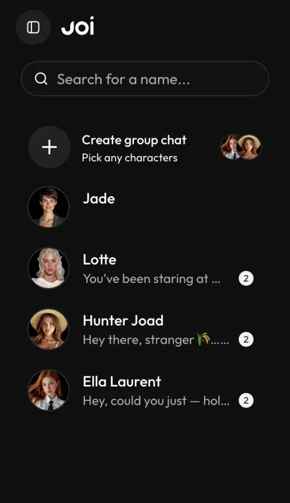 create group chat character picker
