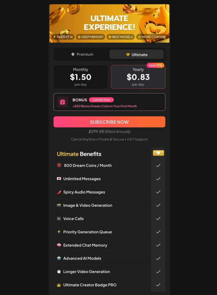 [image5 — Pricing page showing both Premium and Ultimate tabs]