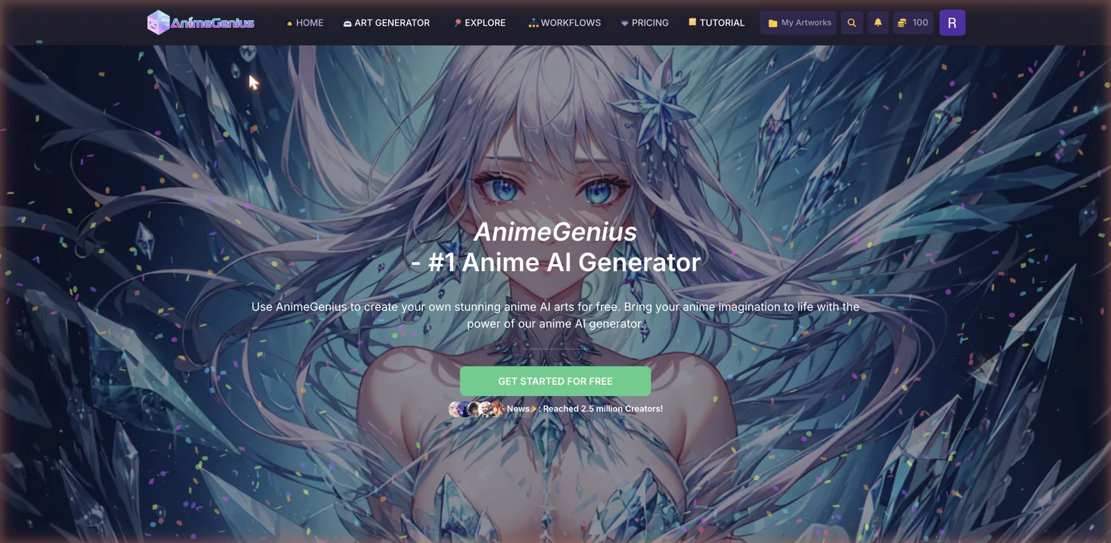 AnimeGenius Text to Image generator with a prompt box, model grid, and LoRA shelf