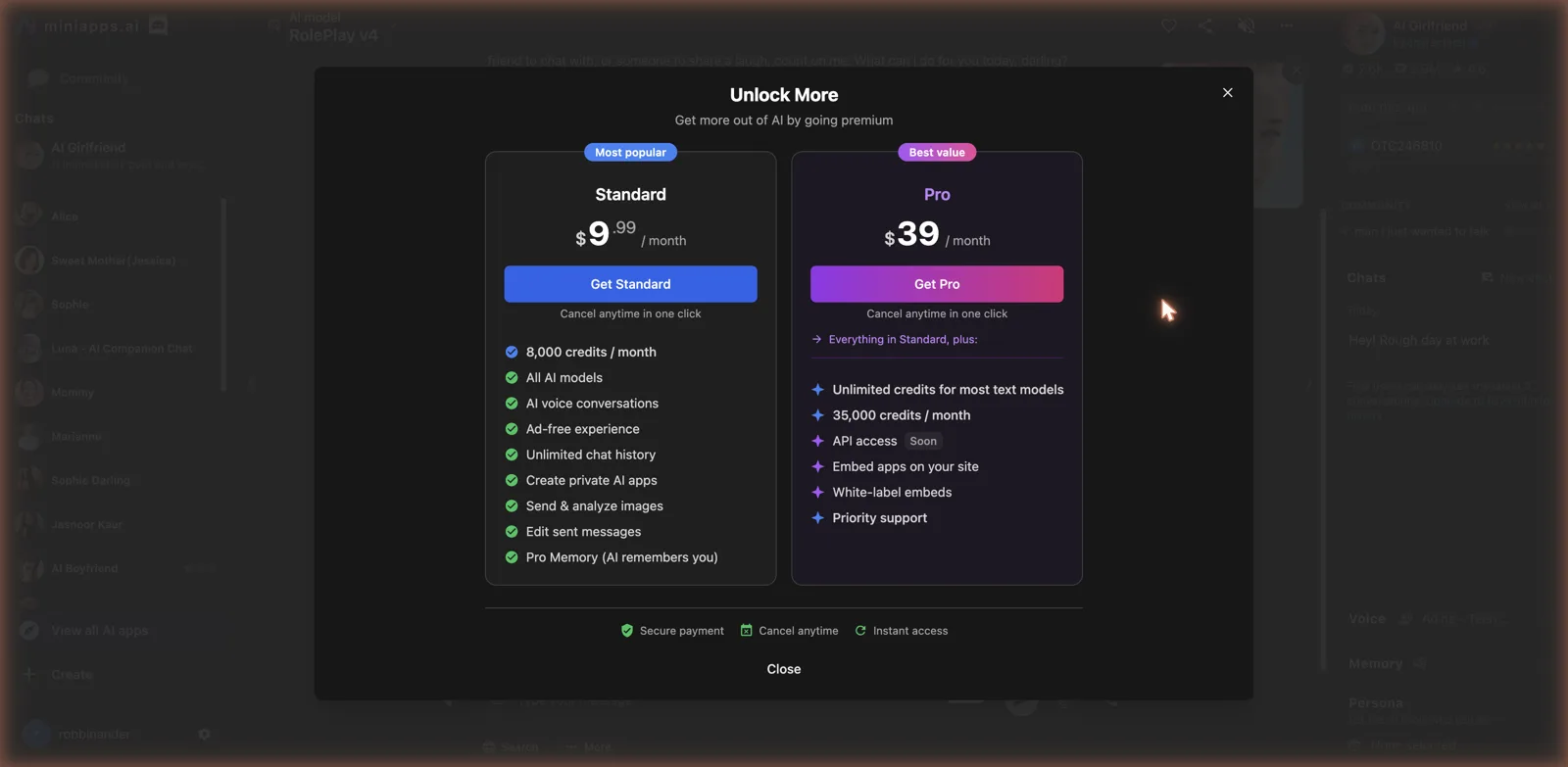 MiniApps.ai membership pricing
