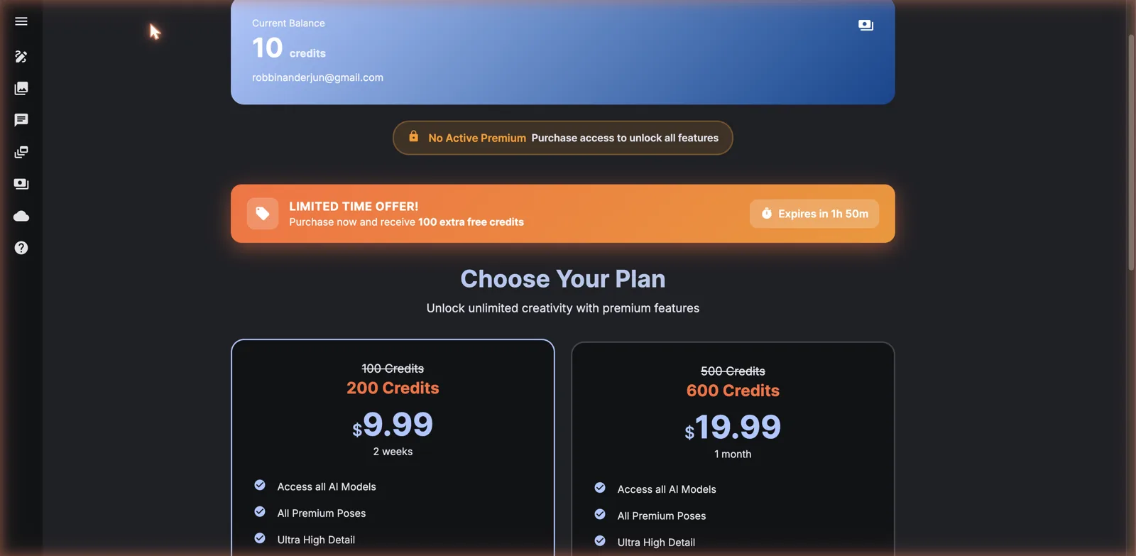 AliveAI pricing screenshot