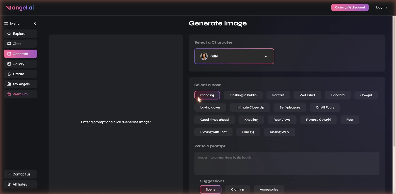Angel.ai character-based image generator