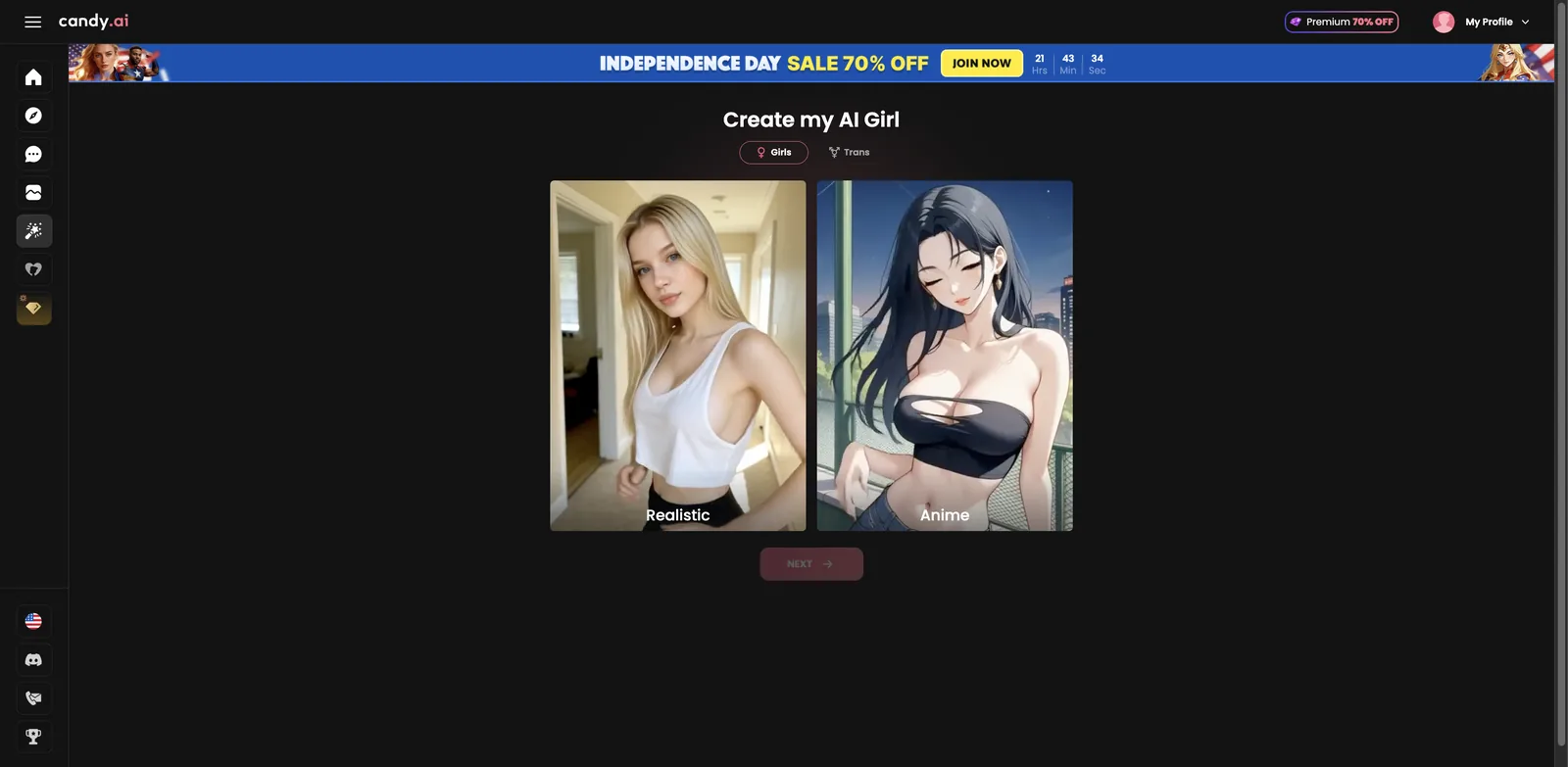 Candy AI create character Realistic vs Anime