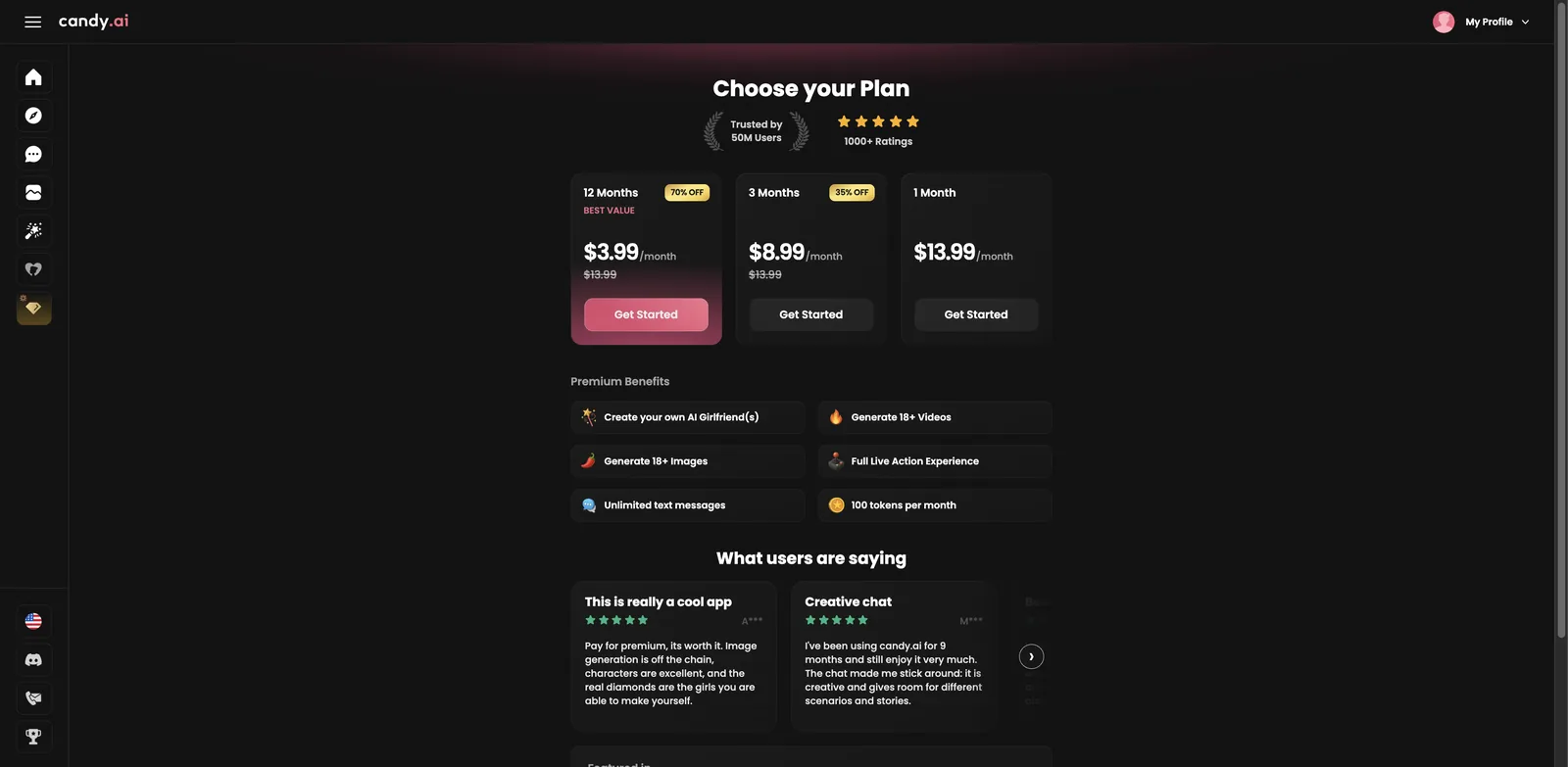 Candy AI subscription pricing
