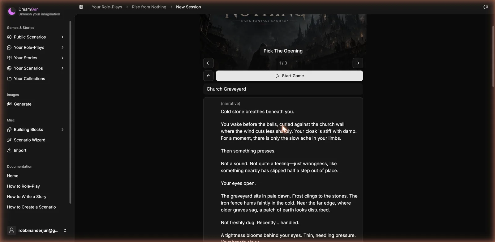 DreamGen role-play interface screenshot