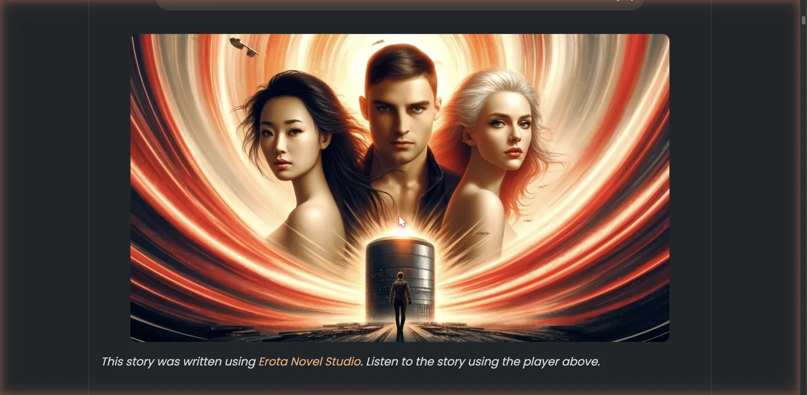 Erota story builder with sex acts, themes, ethnicities, perspective, AI model, voice and listen-to-story controls