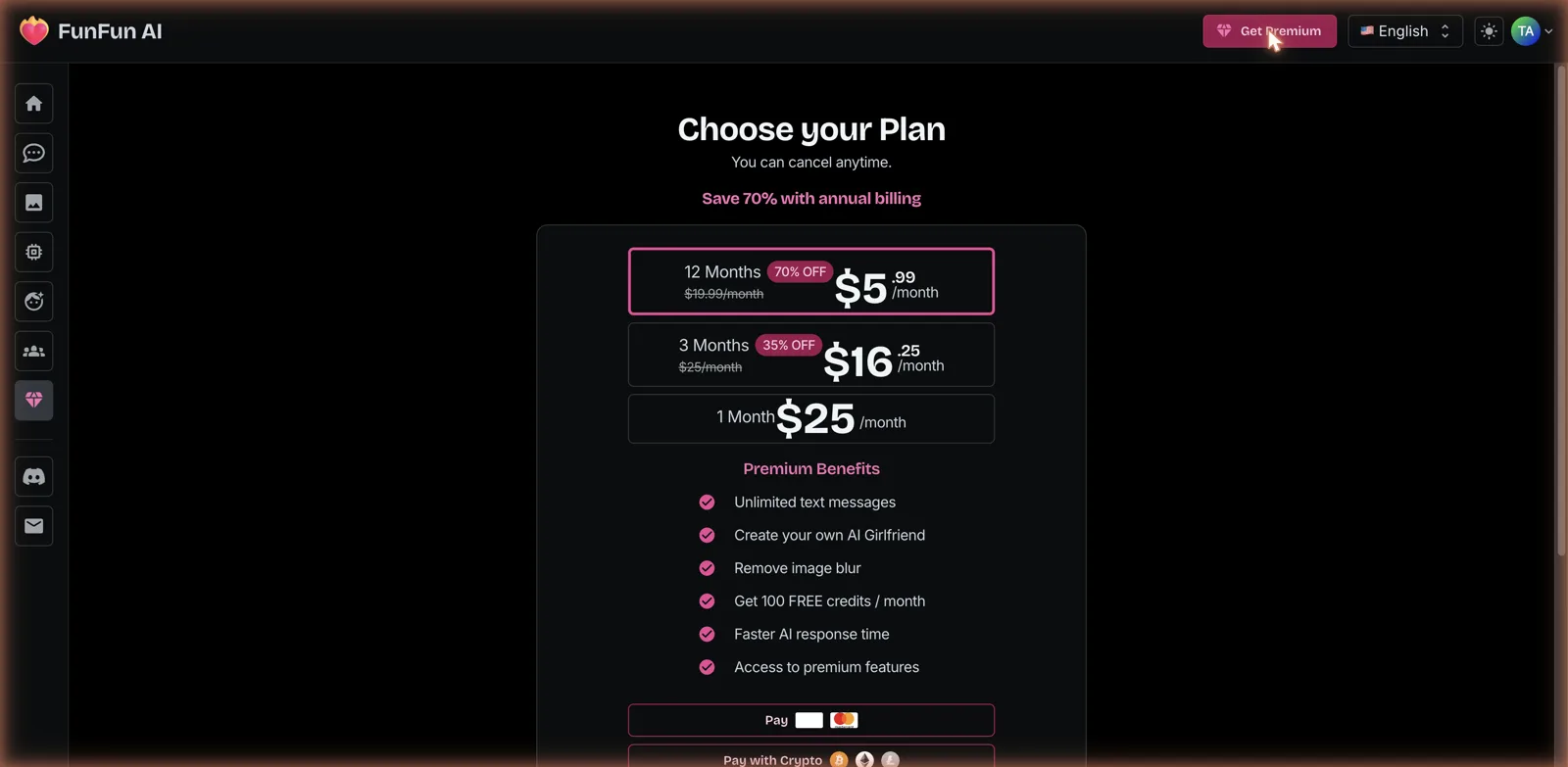 FunFun AI premium pricing plans