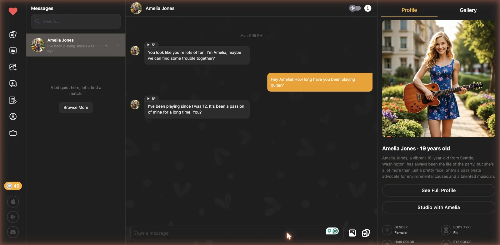 KrushChat chat with an AI character and voice clips