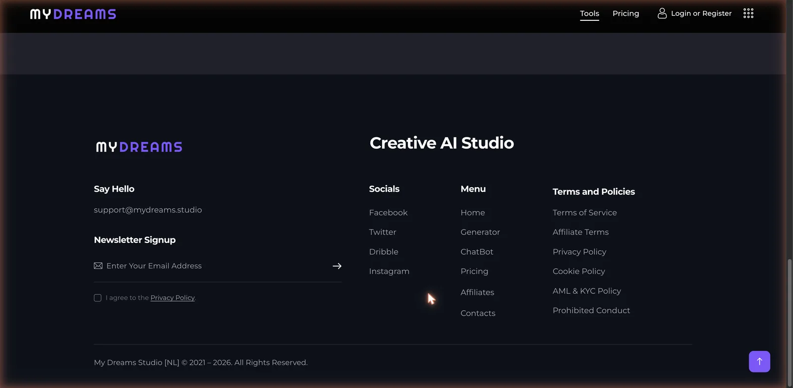 My Dreams Studio registered users only message
