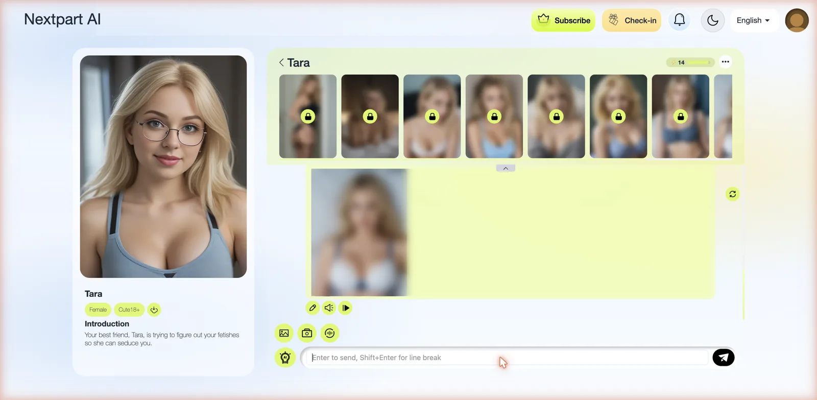 Roleplay chat with a character on Nextpart AI
