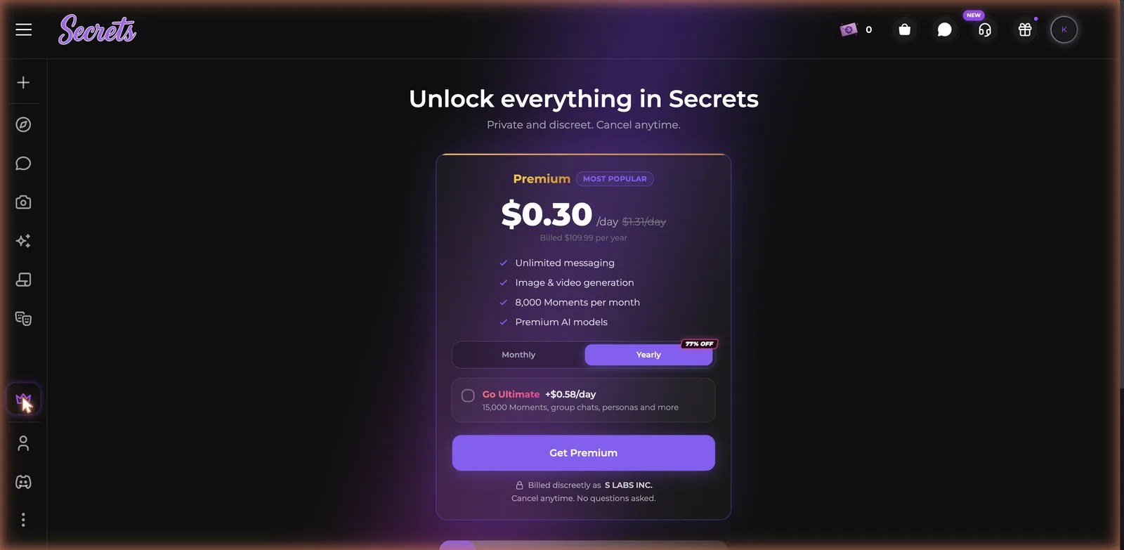Secrets AI screenshot - Pippin Club