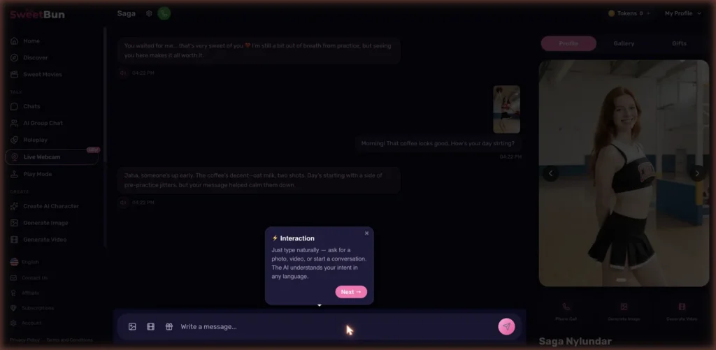 SweetBun chat with an AI character
