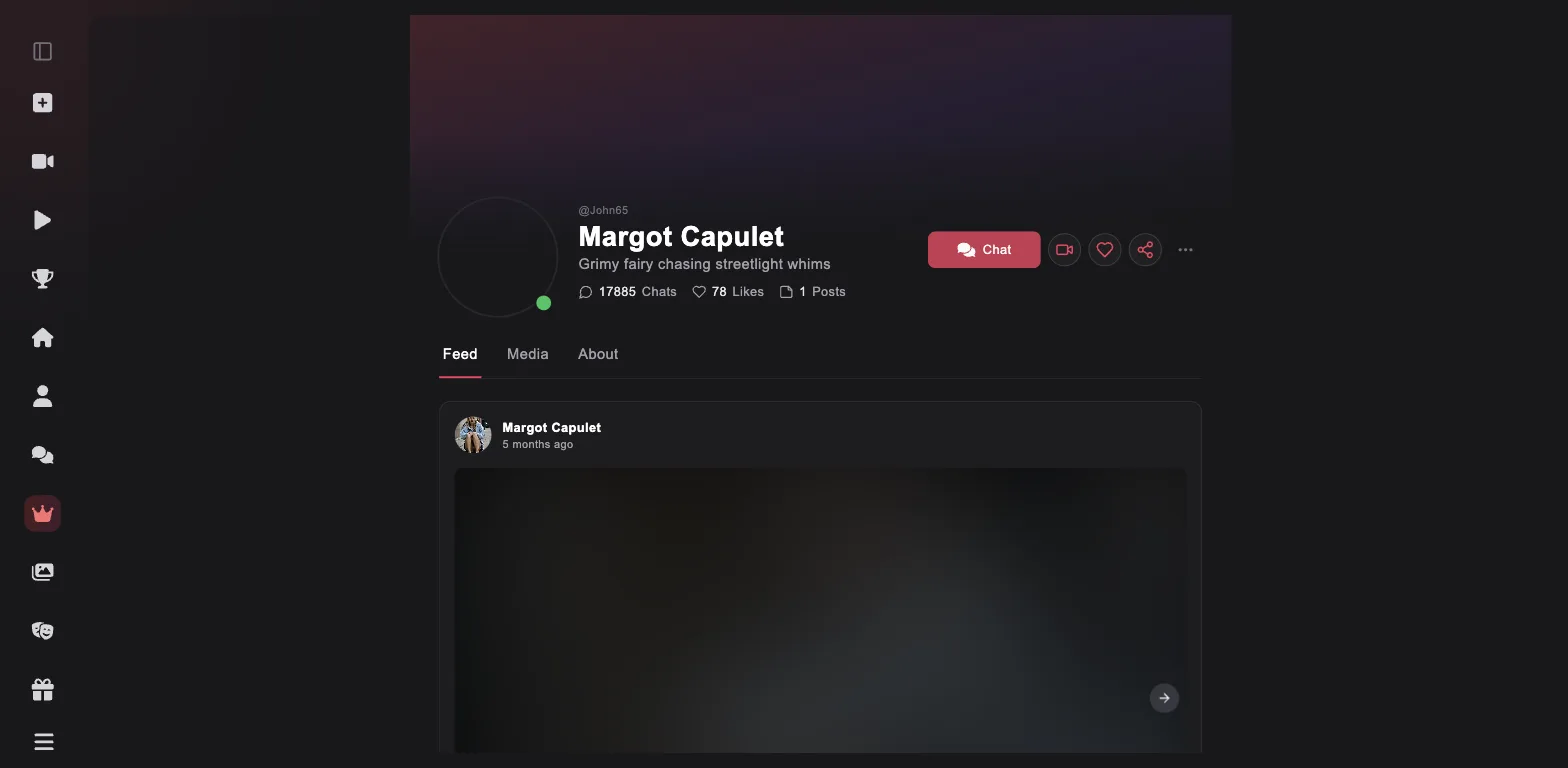 xchar AI home page with stories and a roster of community AI companions
