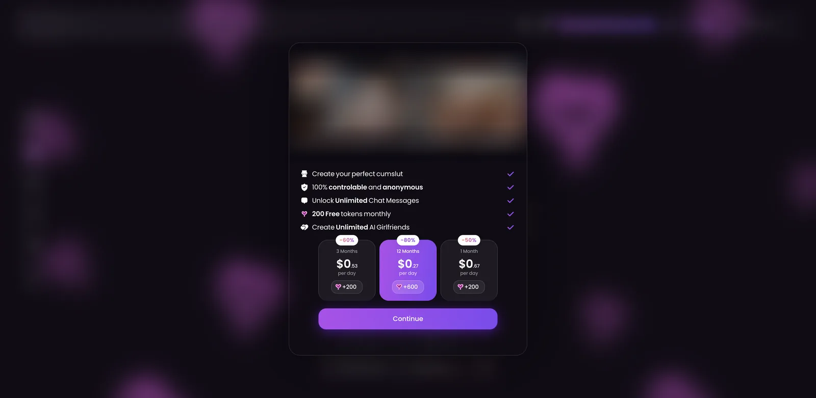 Swipey AI premium plans priced per day at $0.67, $0.53 and $0.27 with bonus hearts
